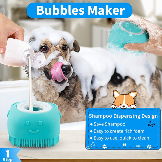 3-piece Set Dog Bath Brush Shampoo Brush Massage Brush With Adjustable